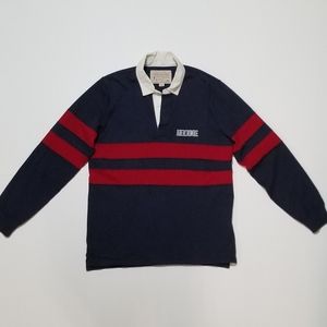 Abercrombie & Fitch rugby navy red white collared
